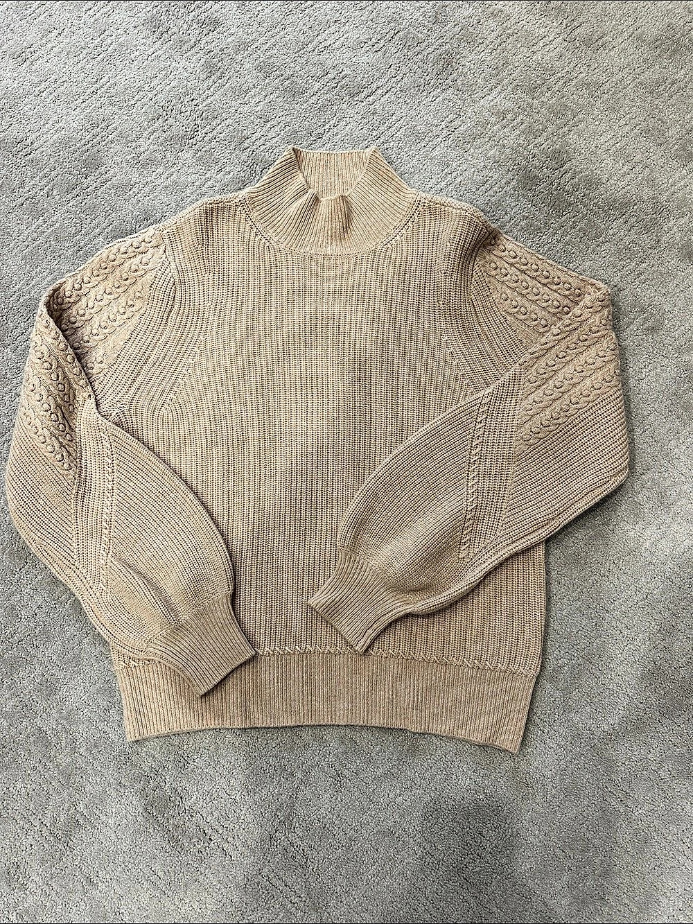 PAIGE Monica Sweater Beige Wool Turtleneck Size Medium
